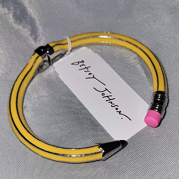 Betsey Johnson Jewelry - Betsey Johnson Pencil Hinged Yellow, Pink And Silver Bracelet BNWT TA Th